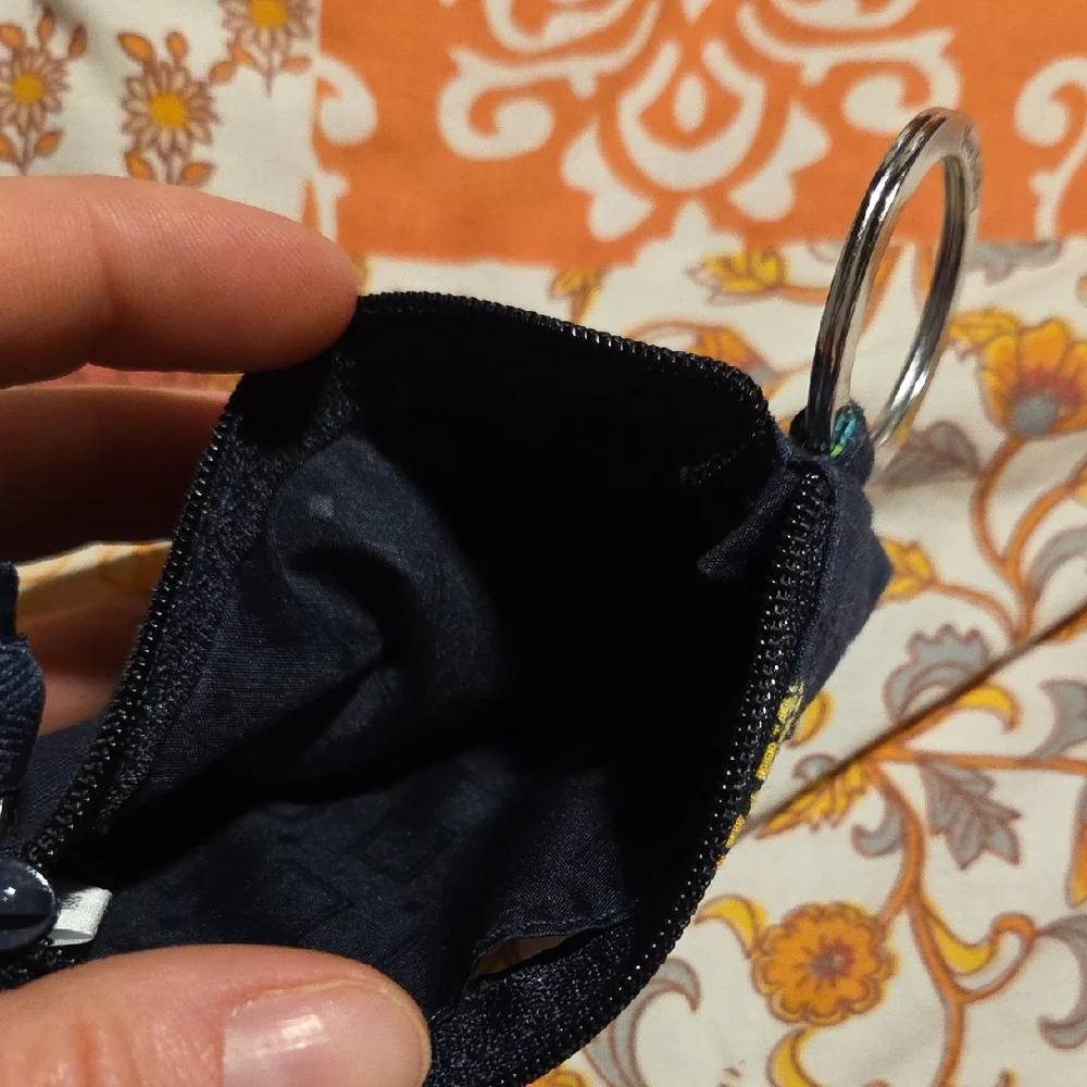 Vera Bradley Pineapple Print Navy ID Wallet with Key Ring - Picture 3 of 3